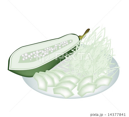 A Plate of Fresh Papayas Isolated on White Background 14377841