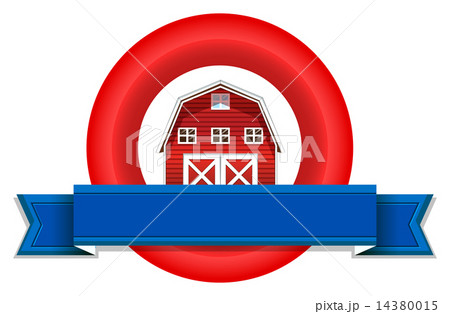 An empty label with a wooden barnhouse 14380015