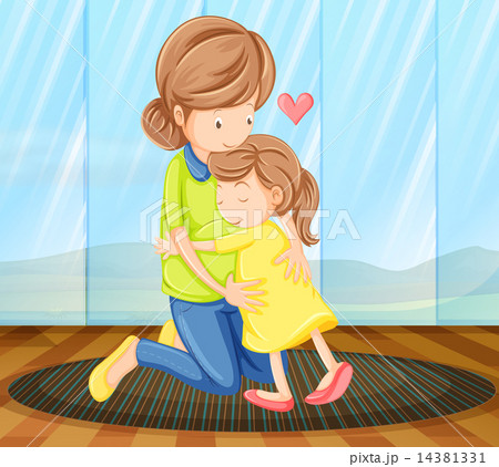 A child hugging her mother A child hugging her mother 14381331