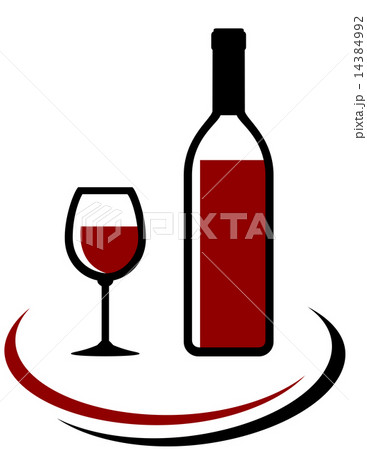 bottle and glass of red wine 14384992
