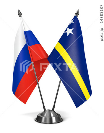 Russia and Curacao - Miniature Flags. 14385137