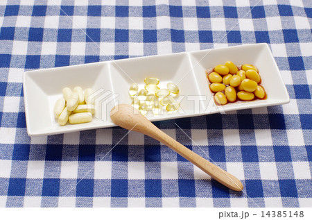 サプリメントと酢大豆（チェック柄） 14385148