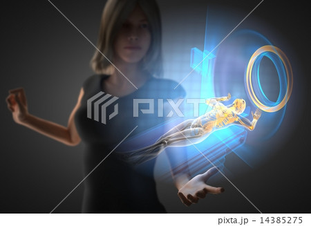 woman and hologram with MRI 14385275