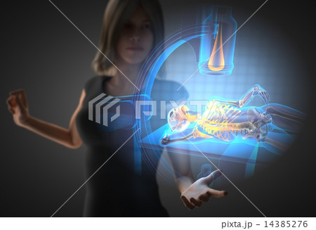 woman and hologram with roentgen procedure 14385276