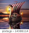 Viking boat in the sea 14386114