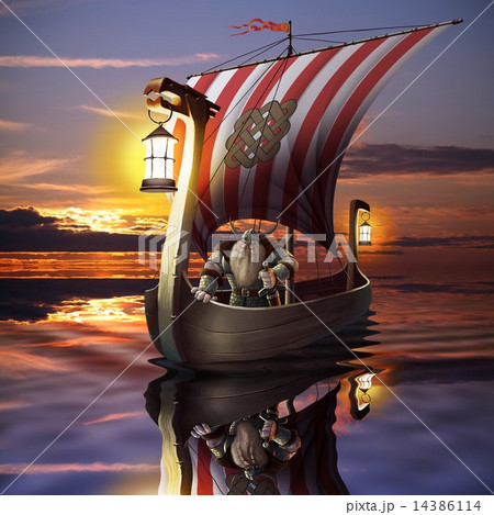 Viking boat in the sea Viking boat in the sea 14386114