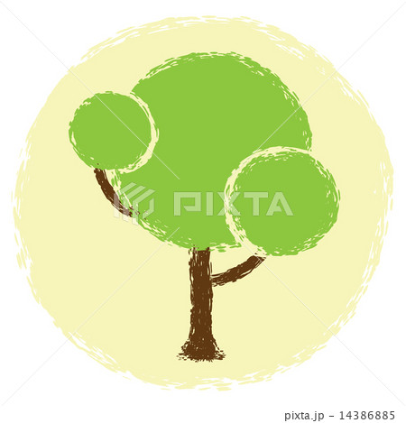 Simple abstract green tree in grunge style 14386885