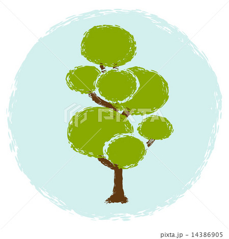 Simple abstract green tree in grunge style 14386905