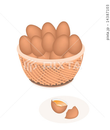 Fresh Eggs in Brown Basket 14387103
