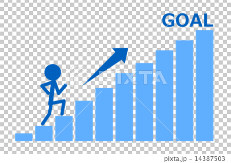 ゴールまで努力をする上昇傾向のグラフ 14387503
