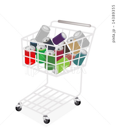 Colorful Soda Cans in A Shopping Cart Colorful Soda Cans in A Shopping Cart 14389355