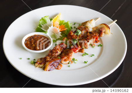 Grilled meat and vegetables Grilled meat and vegetables 14390162
