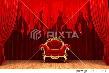 vector chair on red curtain stage 14390384