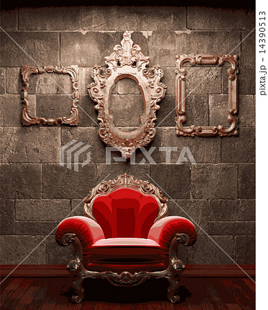 vector illuminated stone wall and chair vector illuminated stone wall and chair 14390513