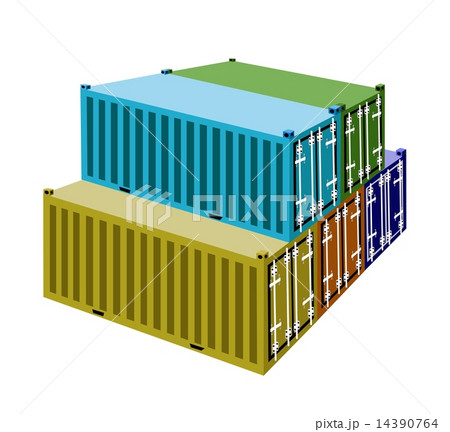 A Group of Cargo Containers on White Background 14390764