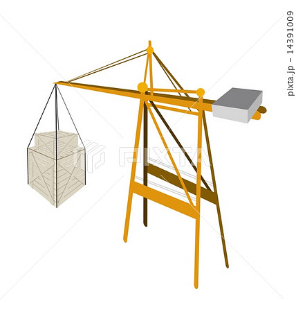 Two Shipping Box Being Hoisted By A Crane 14391009