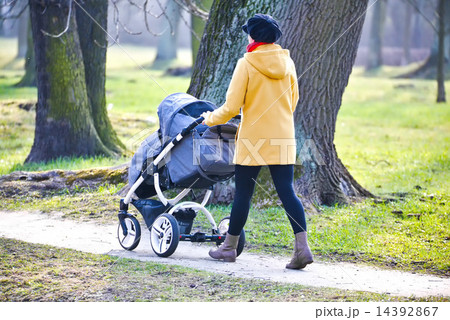 Young mother with  pram  14392867
