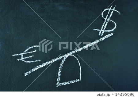 euro and dollar signs in a balance scale 14395096