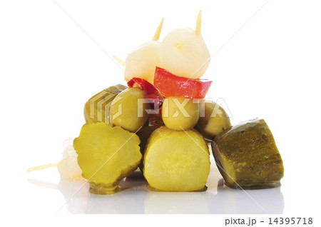 spanish banderillas, skewers with pickles 14395718