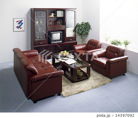 ブラウン管テレビのある昭和の応接間の写真素材