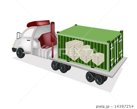 Flatbed Trailer Loading Wooden Crates 14397254