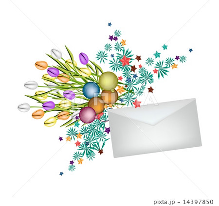 Tulip Bouquet with Christmas Balls and Envelope Tulip Bouquet with Christmas Balls and Envelope 14397850