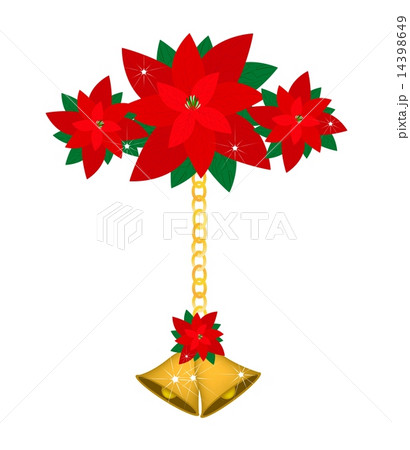 Golden Bell and Poinsettia Flowers with Bows Golden Bell and Poinsettia Flowers with Bows 14398649