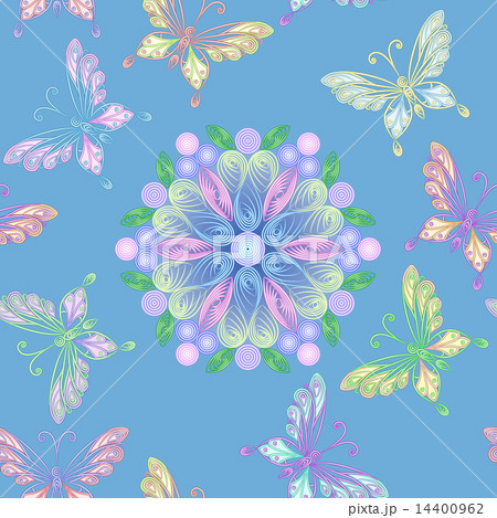 vector seamless floral lace with butterflies 14400962