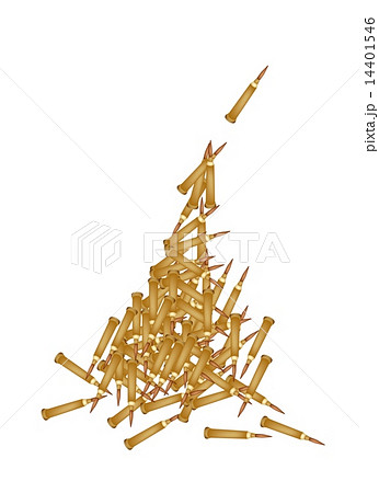 Stack of Rifle Bullets on White Background Stack of Rifle Bullets on White Background 14401546