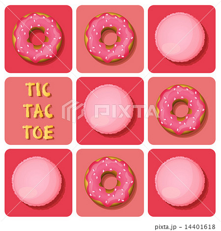 Tic-Tac-Toe of macaron and donut 14401618