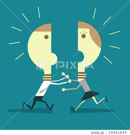 Businessman - business woman with light bulbheads 14401644
