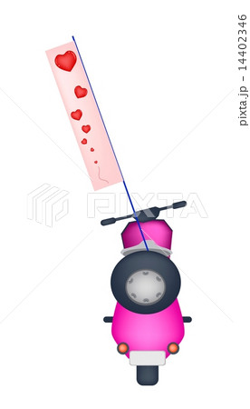 Motorbike with A Love Flag on White Background 14402346
