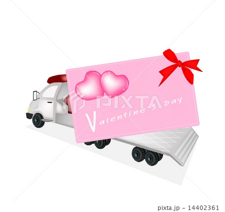 Tractor Trailer Flatbed Loading A Valentine Card 14402361