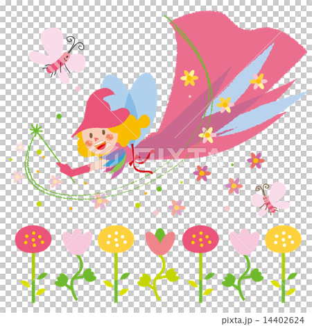野原に春の妖精と蝶のイラスト素材 [14402624] - PIXTA