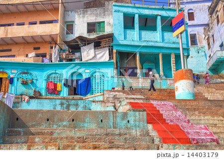 Holy city of Varanasi ghats, India 14403179