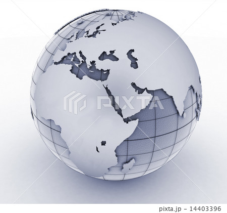 Silver globe art on the  white background 14403396