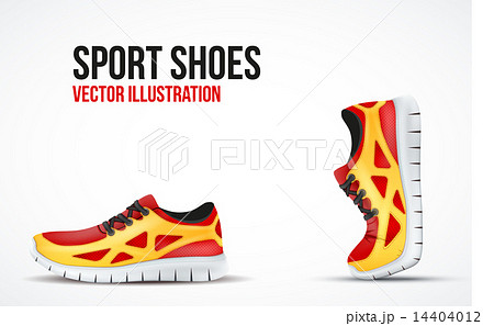 Background of Two Running shoes. Bright Sport sneakers symbols. Background of Two Running shoes. Bright Sport sneakers symbols. 14404012