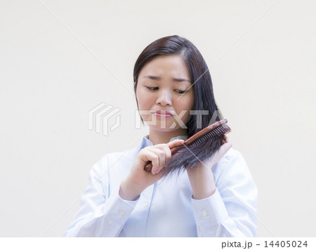 髪をブラッシングする女性 髪をブラッシングする女性 14405024
