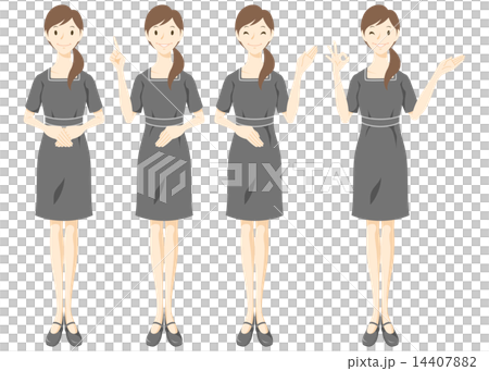 受付女性　全身　4ポーズ 14407882