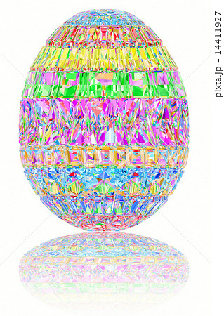 Easter egg composed of colorful gemstones on white 14411927