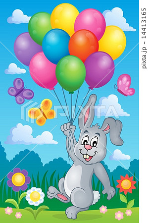 Rabbit with balloons theme image 2 Rabbit with balloons theme image 2 14413165