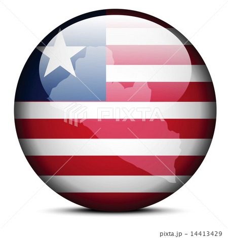 Map on flag button of Liberia 14413429