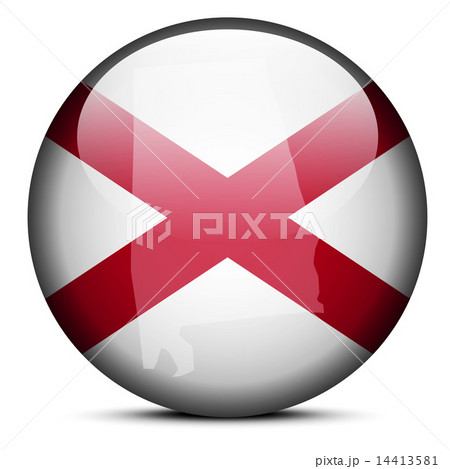 Map on flag button of USA Alabama State 14413581