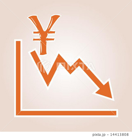 decreasing graph with yen symbol 14413808