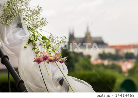 Beautiful wedding decorations in front of Prague c 14414468