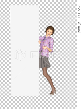 perming 大きなメッセージボードを持つ女性 14415520