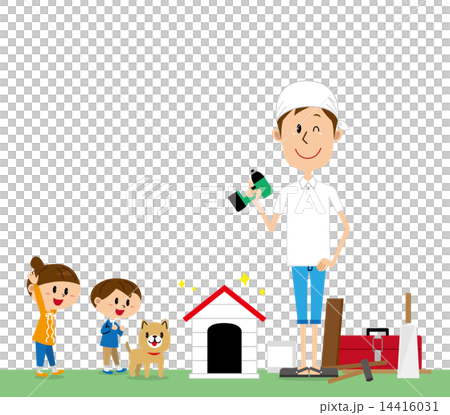 親子　DIY 犬小屋　白バック 14416031