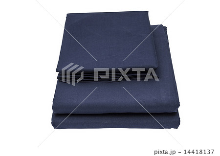 Folded bed linen or duvet cover on white isolated background 14418137