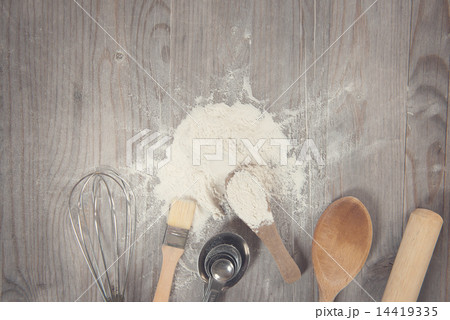 Baking tools from overhead view with copy space 14419335