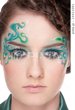 Close-up portrait of sprite girl with faceart 14421091